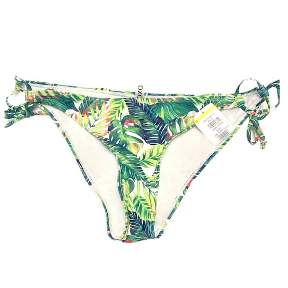 Xoxo Green Palm Print Tie Sides Bikini Bottom NWT Size Large